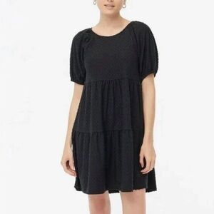J. Crew Factory Black Puff Sleeve Clip Dot Dress, XS, NWOT